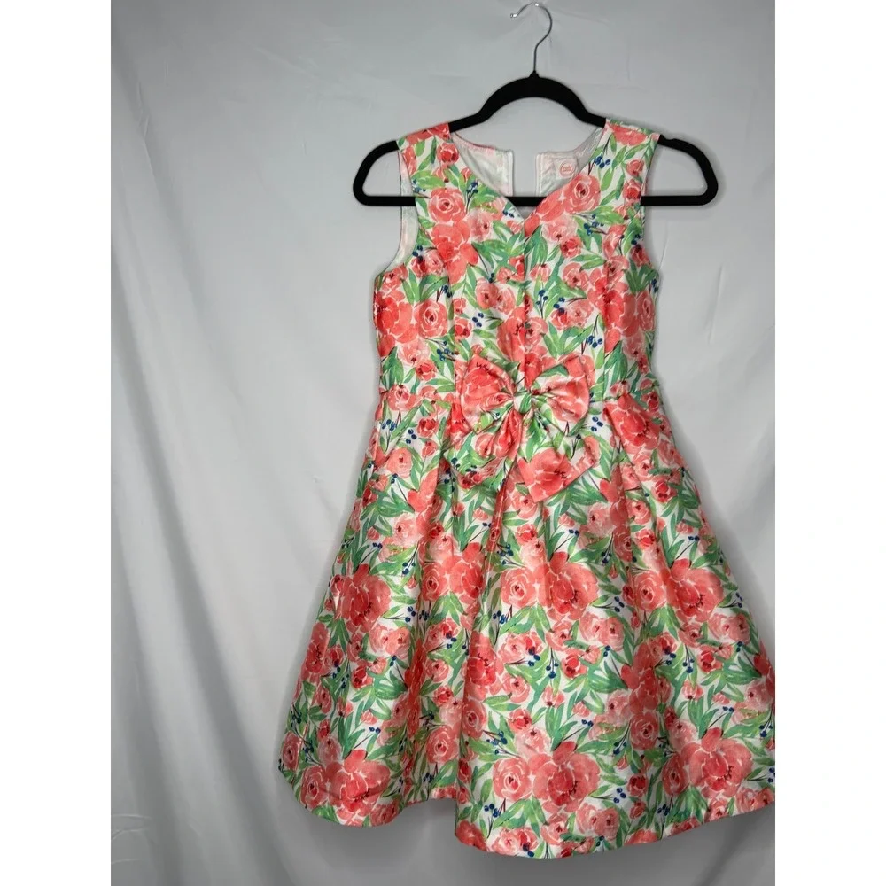 Wonder Nation Girls Floral Party Dress Bow Waist Sleeveless Size 14